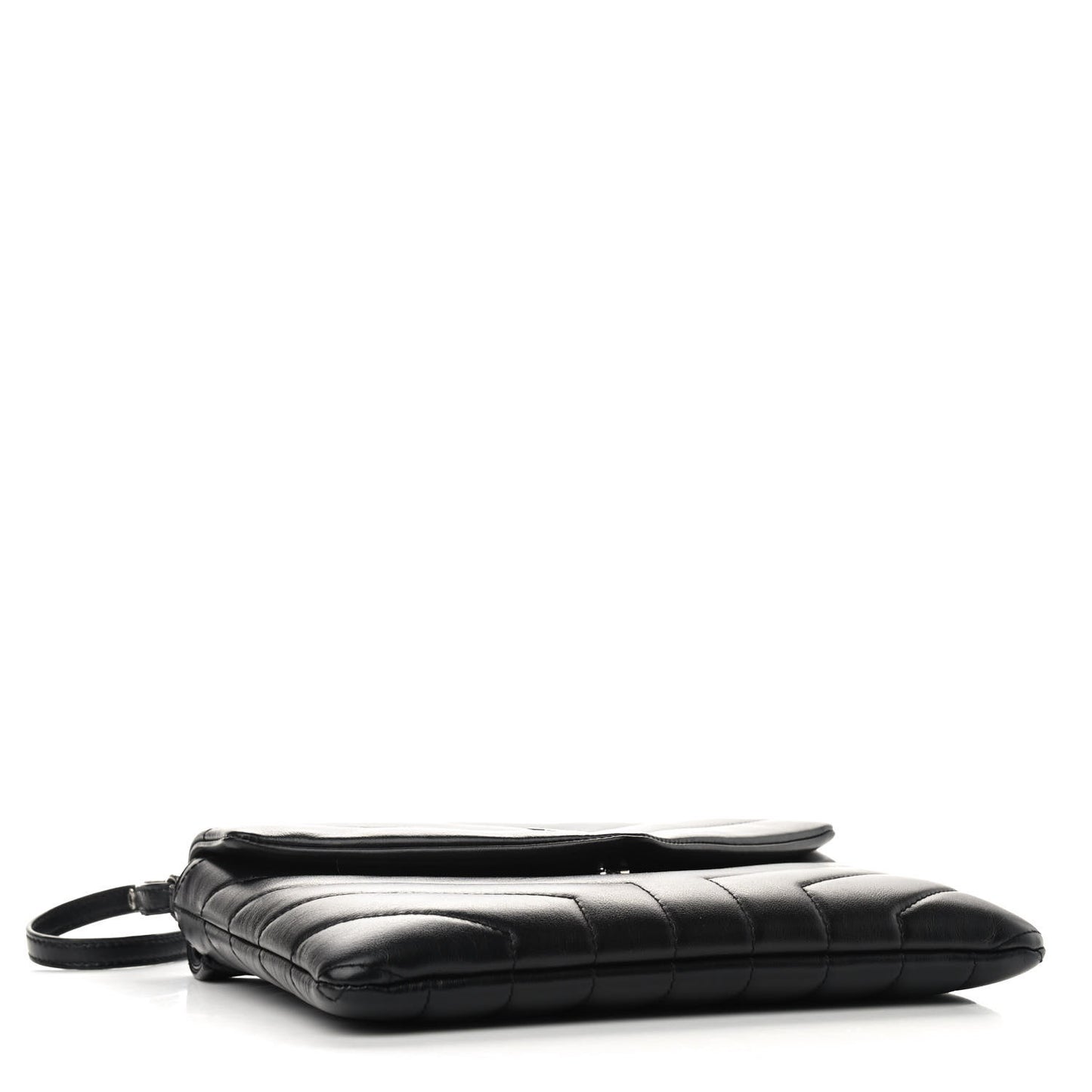 Calfskin Y Quilted Monogram Loulou Flap Bag Black