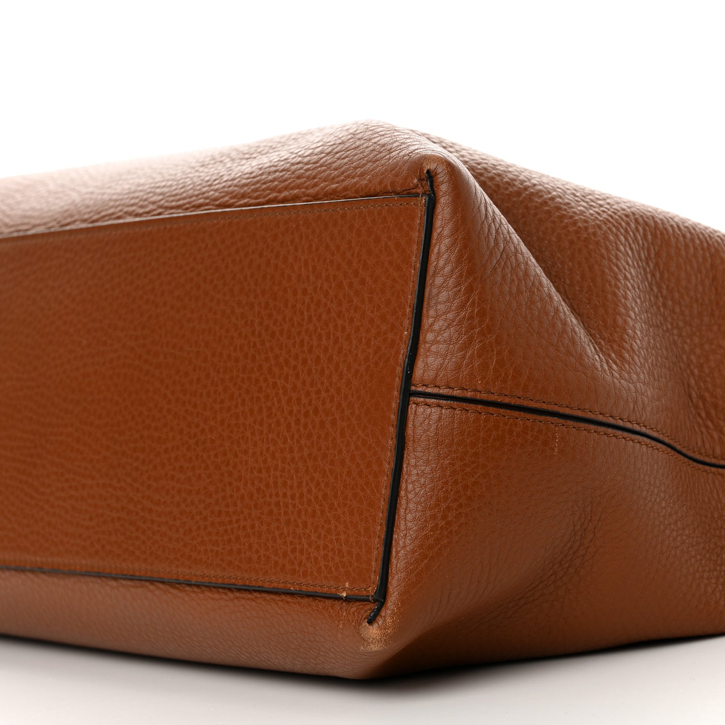 Grained Calfskin Rockstud Shoulder Tote Bright Cognac