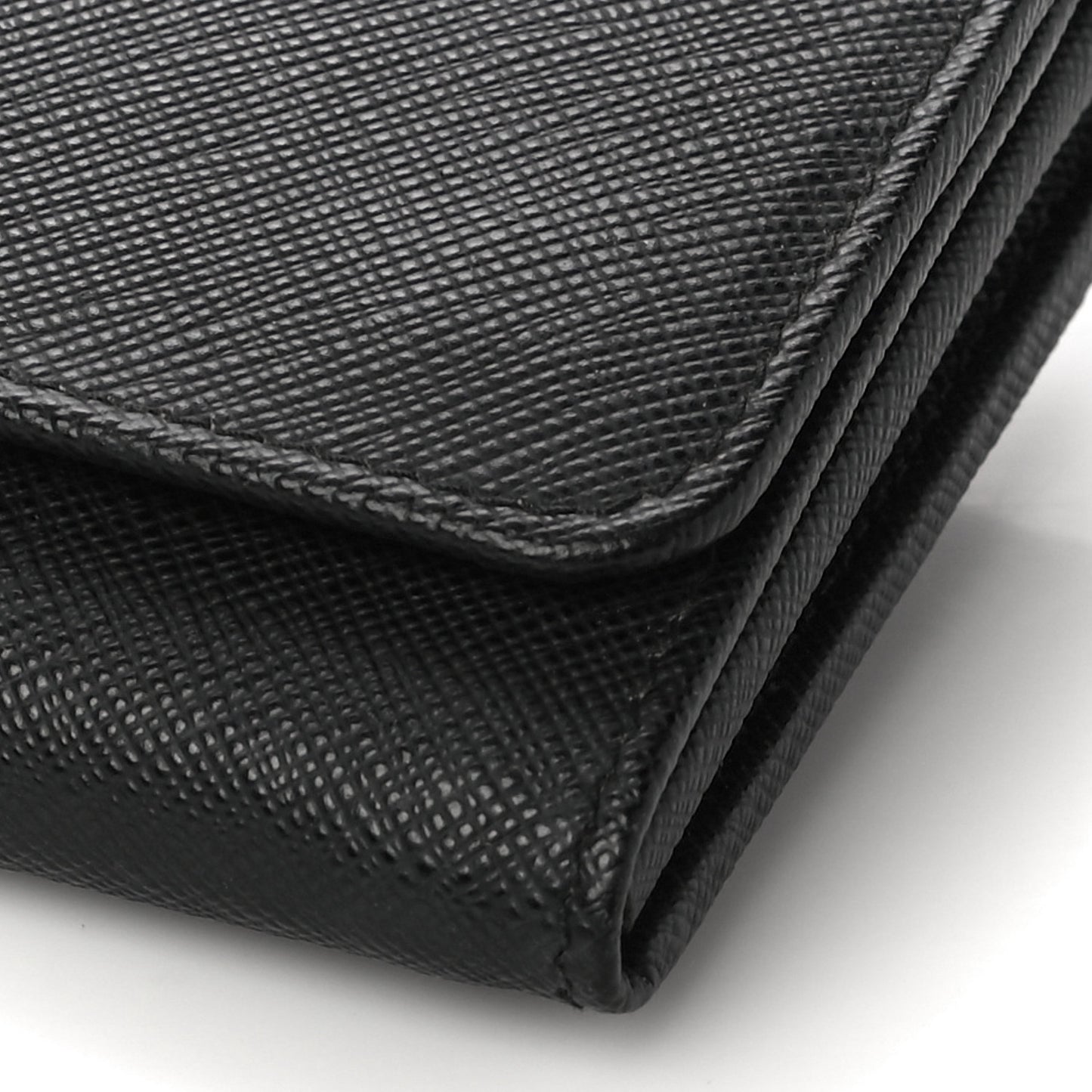 Saffiano Metal Continental Flap Wallet Black Fuoco
