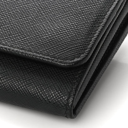 Prada Saffiano Metal Continental Flap Wallet Black Fuoco 10 of 11