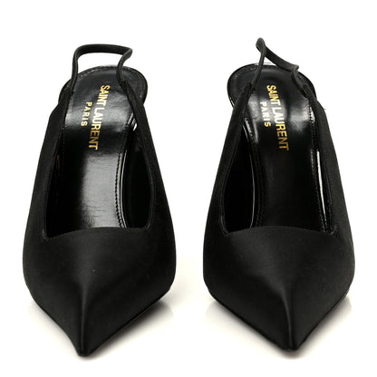 Saint Laurent Raso Regale Raven 110 Slingback Pumps 37 Black 3 of 10