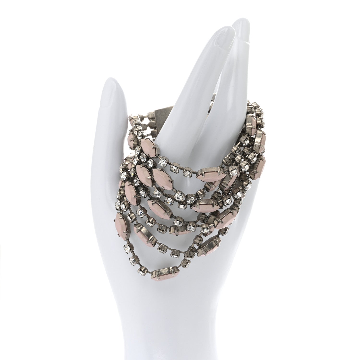 Louis Vuitton Swarovski Crystal Lock Bracelet Silver Pink 2 of 7