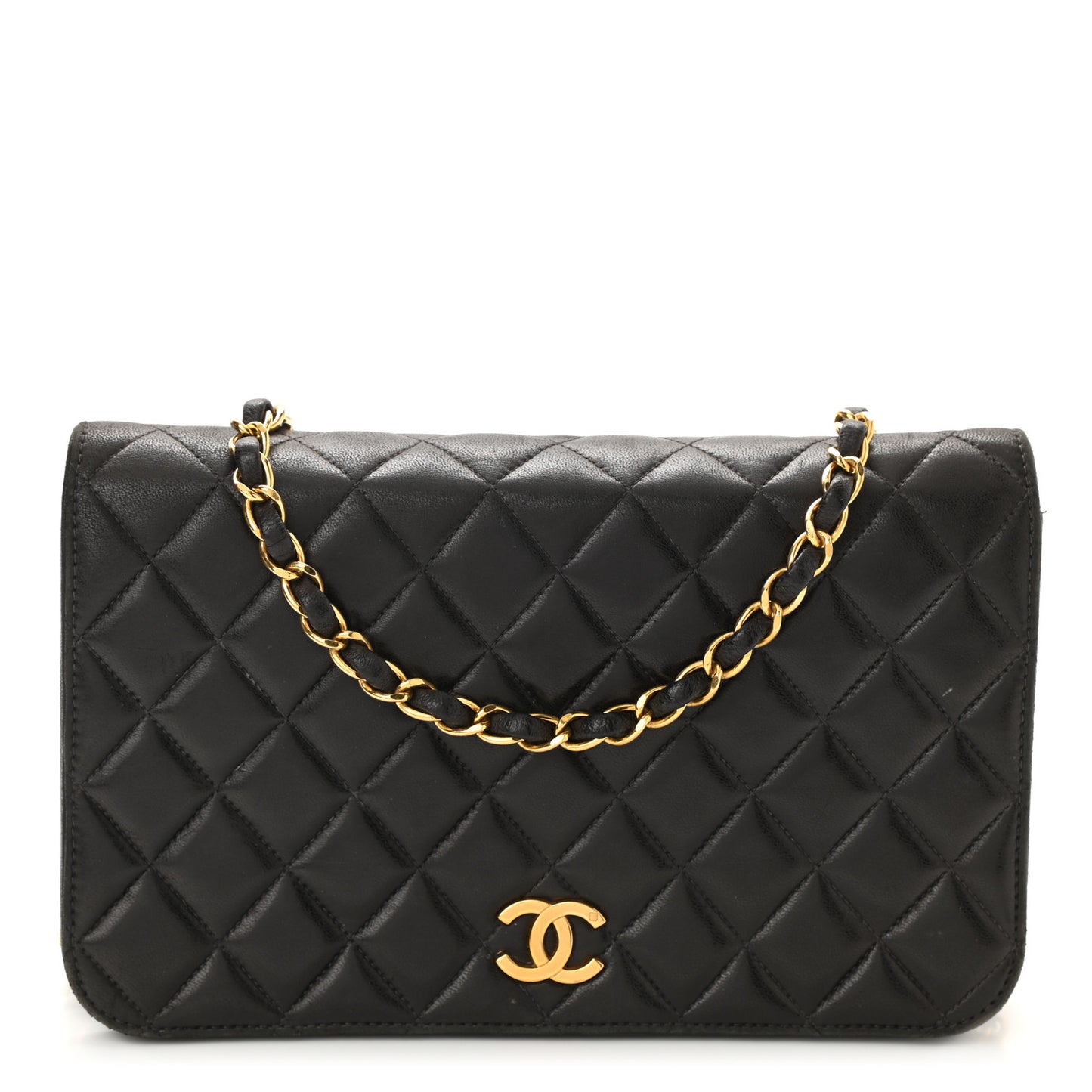Lambskin Quilted Small Single Flap Bag Black