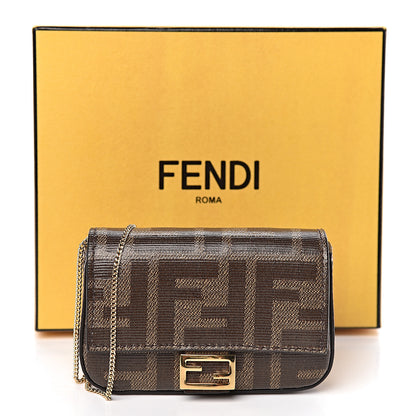 Fendi Glazed Fabric FF 1974 Nano Baguette Belt Charm Mogano Panna 11 of 11