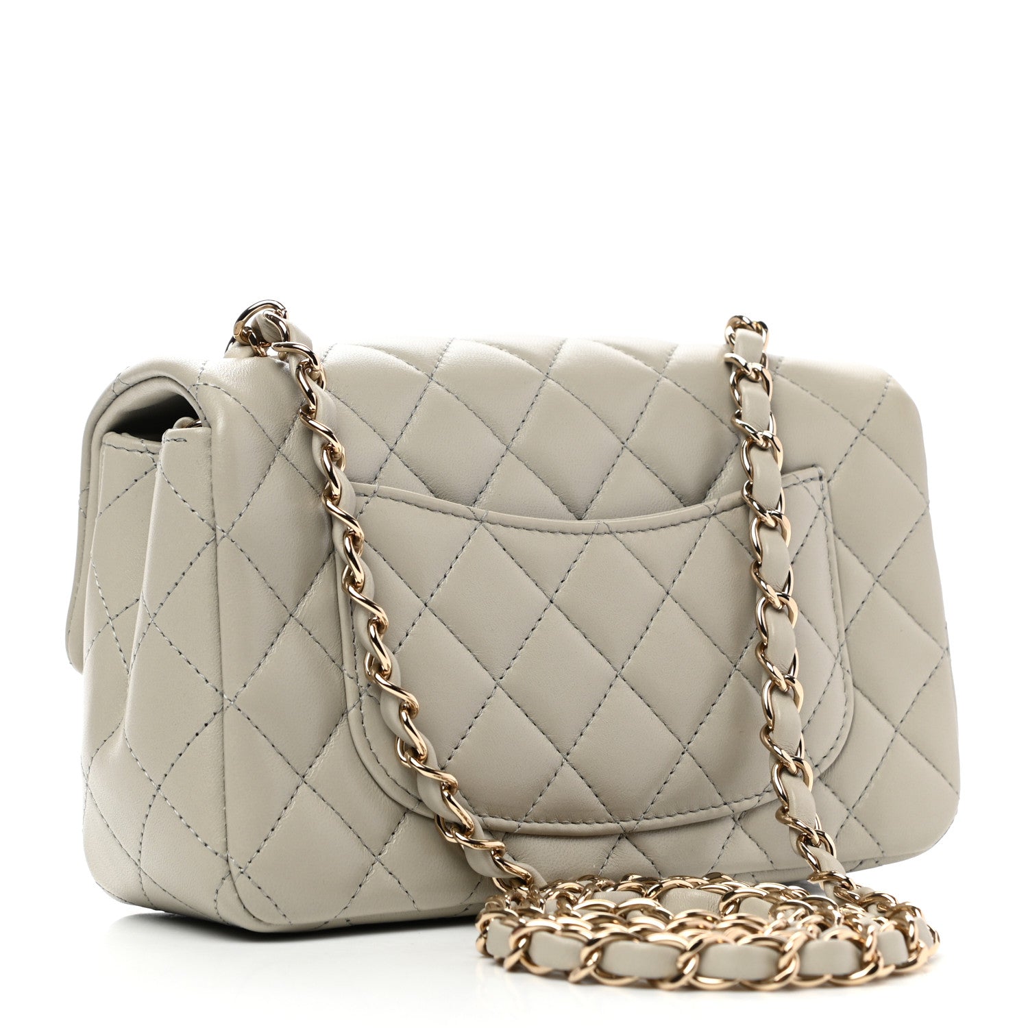 Chanel Lambskin Quilted Mini Rectangular Flap Grey 3 of 9