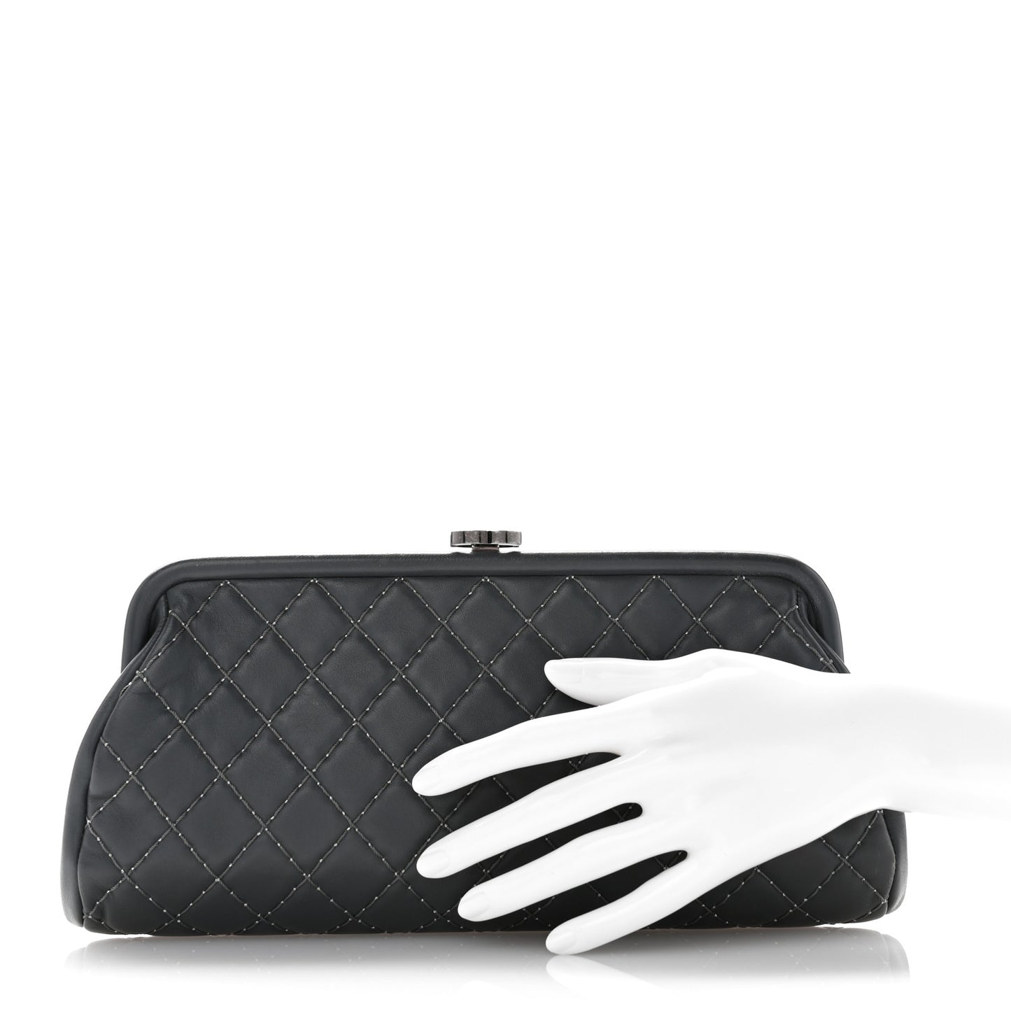 Lambskin Stitched Timeless Clutch Grey