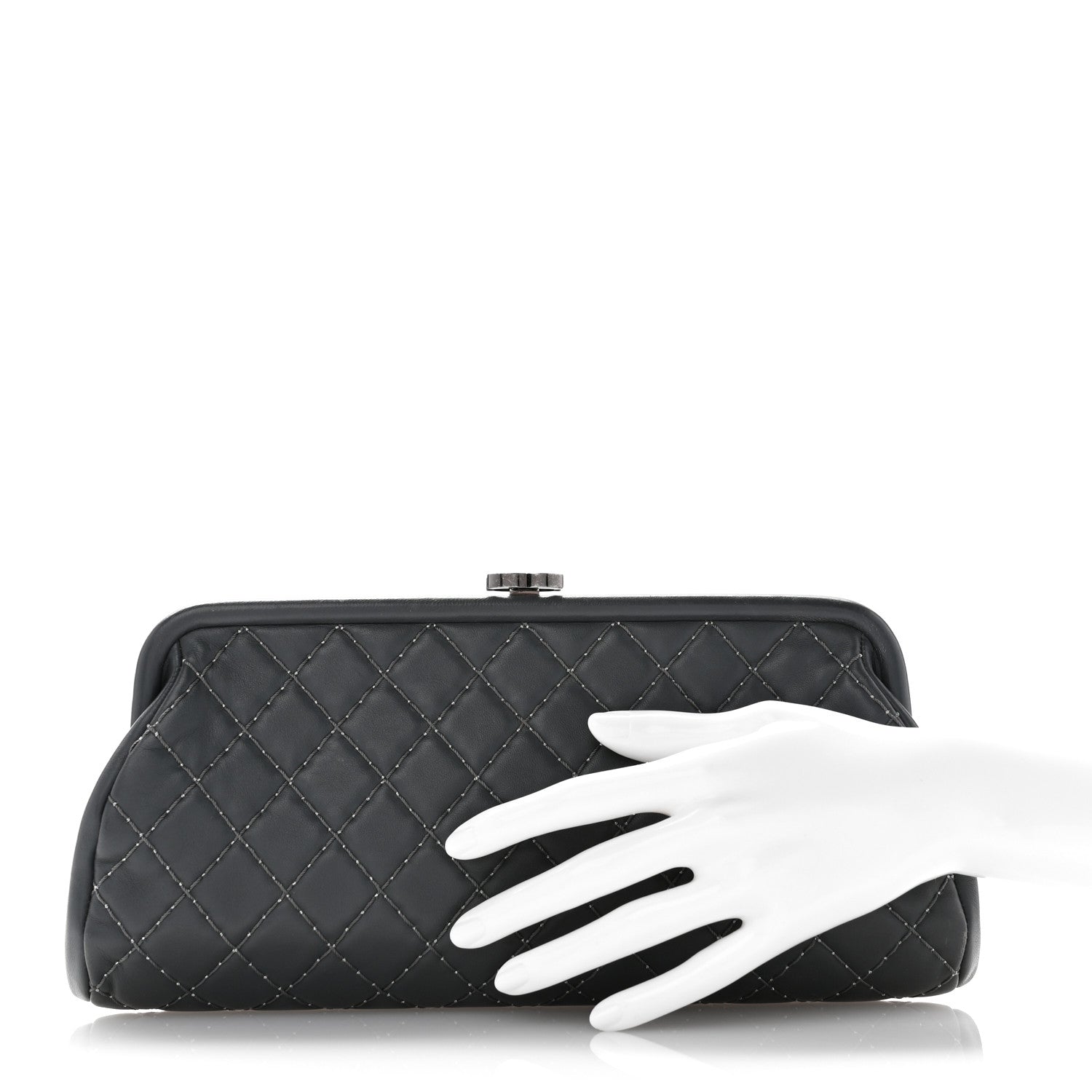 Chanel Lambskin Stitched Timeless Clutch Grey 2 of 7