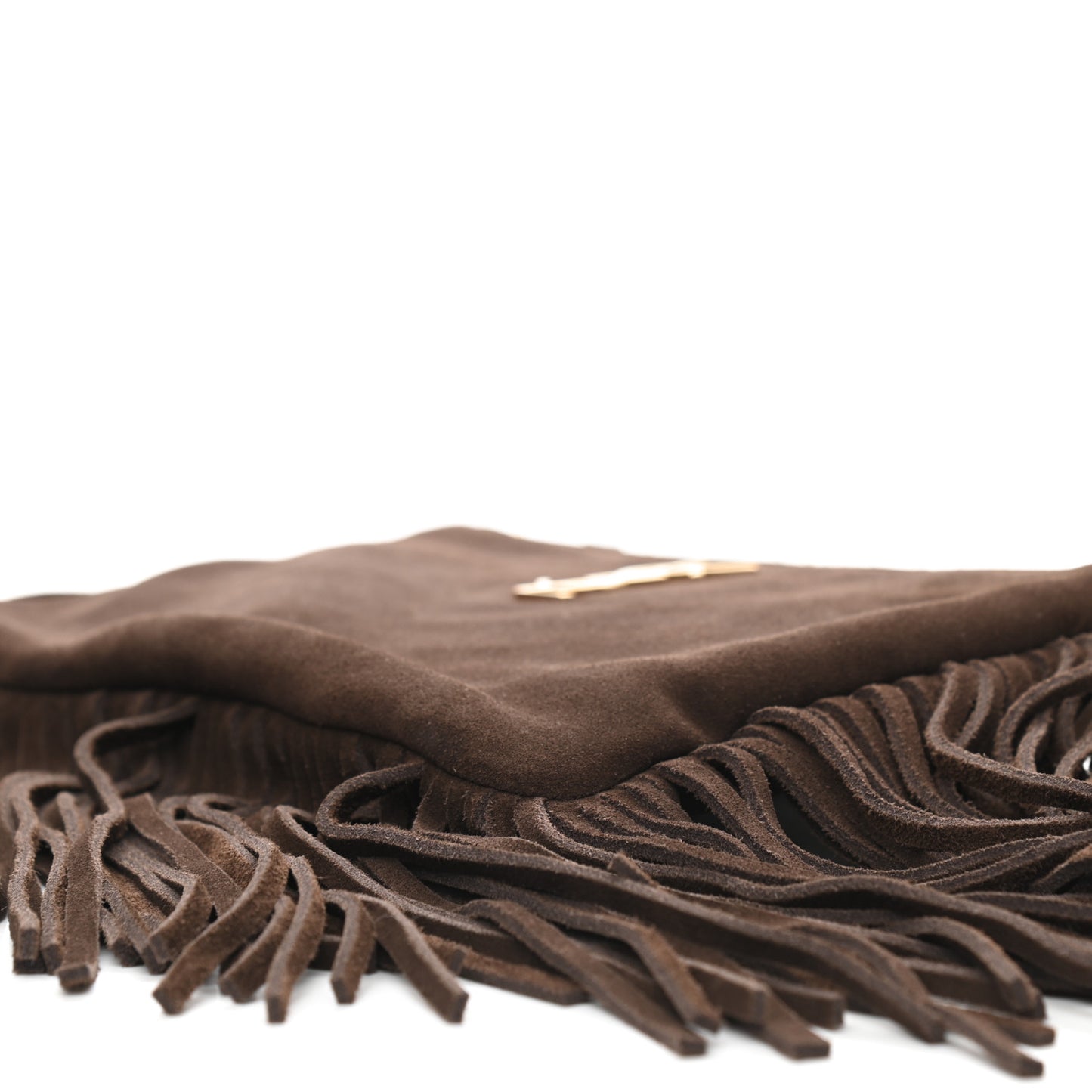 Suede Calfskin Small Fringe Crossbody Bag Brown