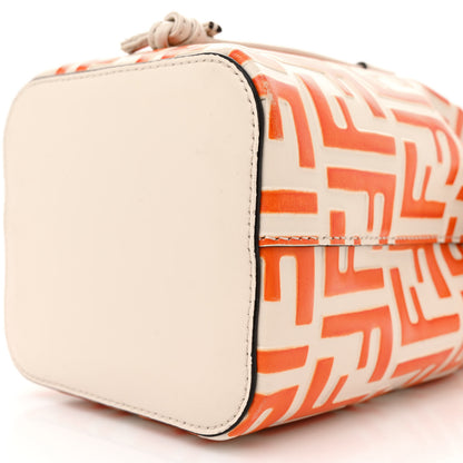 Fendi Vitello Liberty F is Fendi Bi-Color FF 1974 Embossed Mini Mon Tresor Bucket Bag Camelia Aranciata 10 of 13