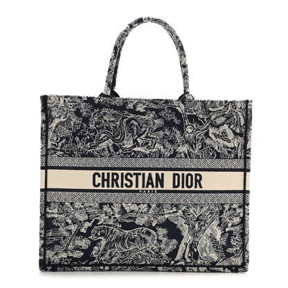 Christian Dior Canvas Embroidered Large Dioriviera Toile De Jouy Reverse Book Tote Blue 1 of 8