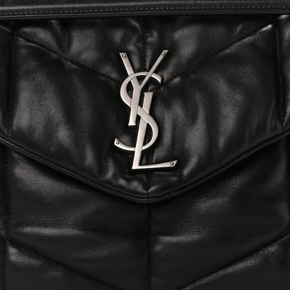 Saint Laurent Lambskin Quilted Medium Loulou Puffer Monogram Chain Satchel Black 9 of 12
