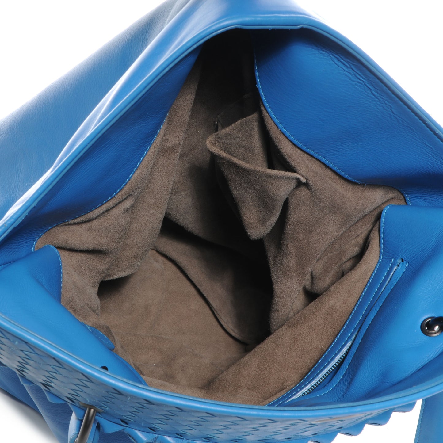 Leather Intrecciato Large Plume Tote Delft Blue