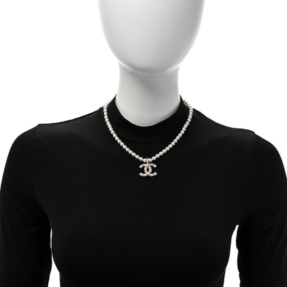 Chanel Pearl Crystal Baguette CC Short Necklace Gold 2 of 5