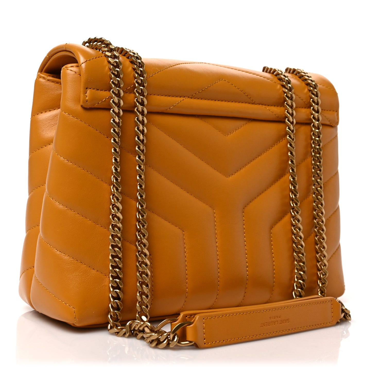 Calfskin Y Quilted Monogram Small Loulou Chain Satchel Cheddar