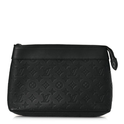 Louis Vuitton Shadow Calfskin Monogram Pochette Voyage Souple Black 1 of 9