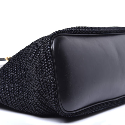 Saint Laurent Calfskin Raffia Medium Shopper Tote Black 7 of 9