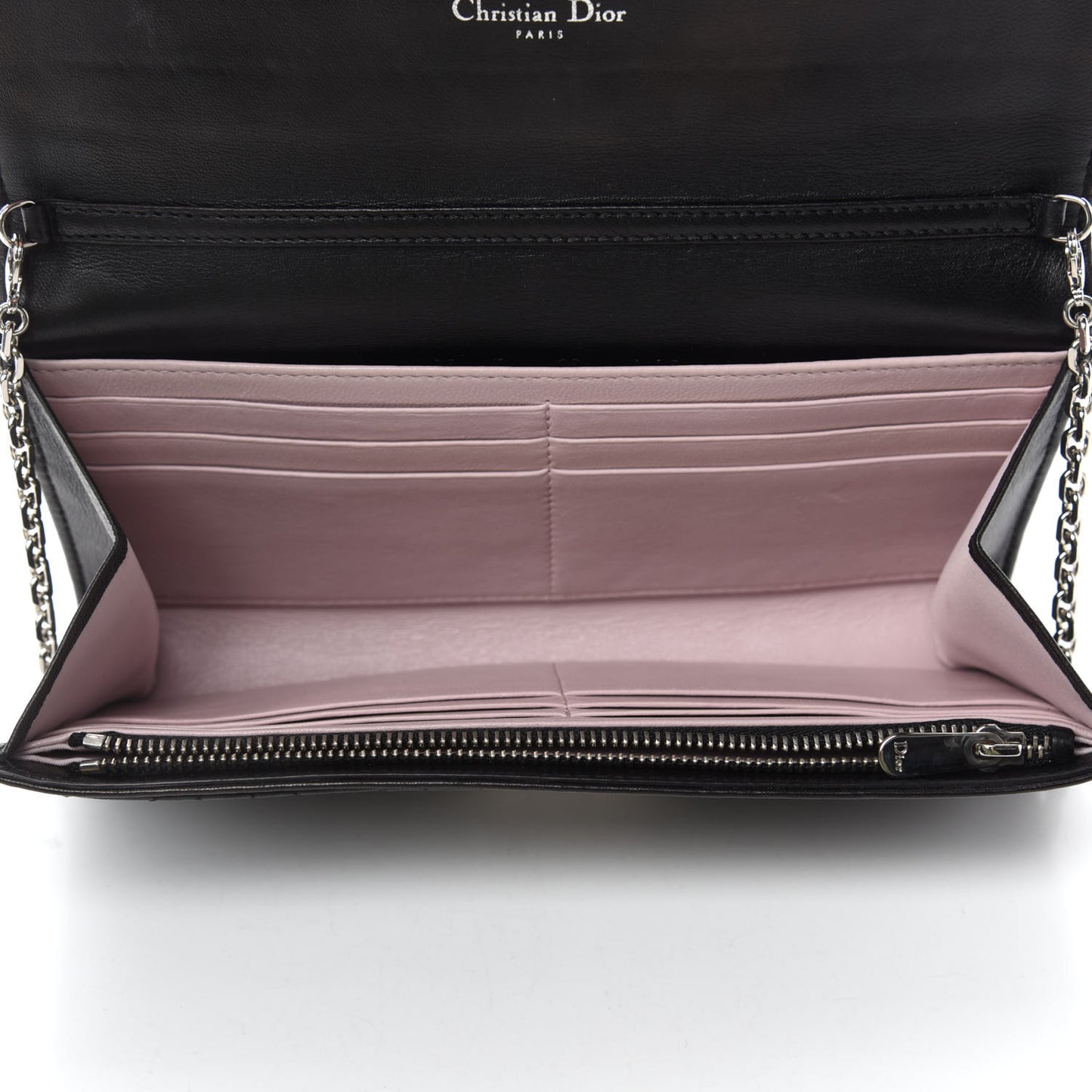 Lambskin Cannage Miss Dior Chain Wallet Black