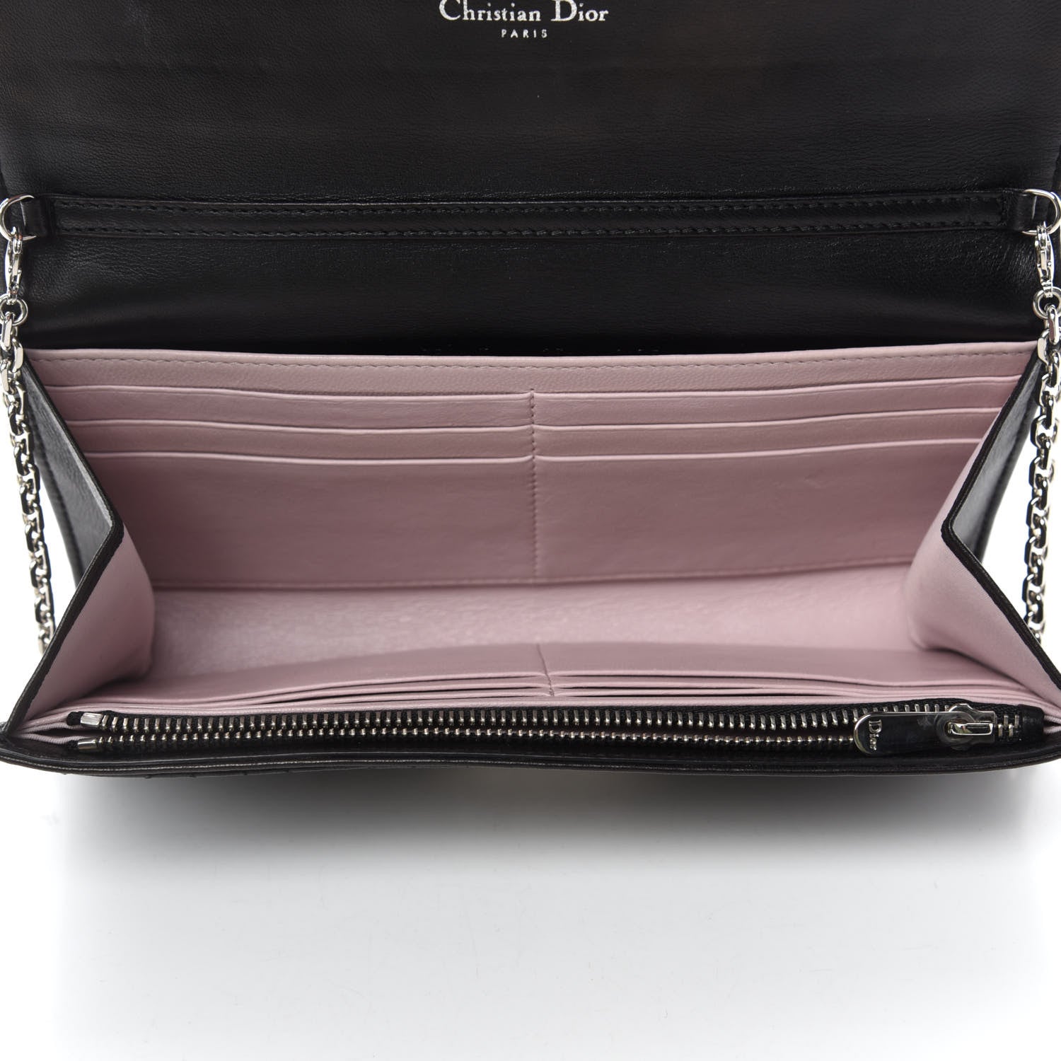 Christian Dior Lambskin Cannage Miss Dior Chain Wallet Black 5 of 12