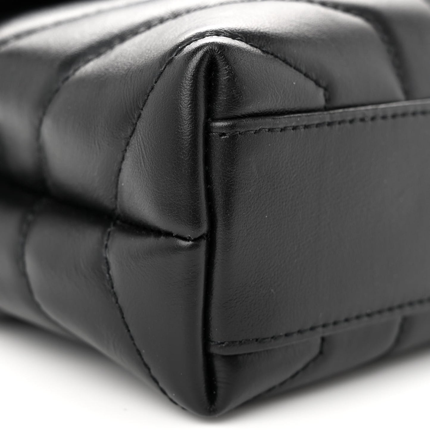 Calfskin Y Quilted Monogram Monochrome Toy Loulou Crossbody Bag Black