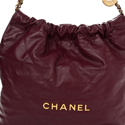 Chanel Shiny Calfskin Quilted Chanel 22 Drawstring Bag Dark Purple 9 of 12