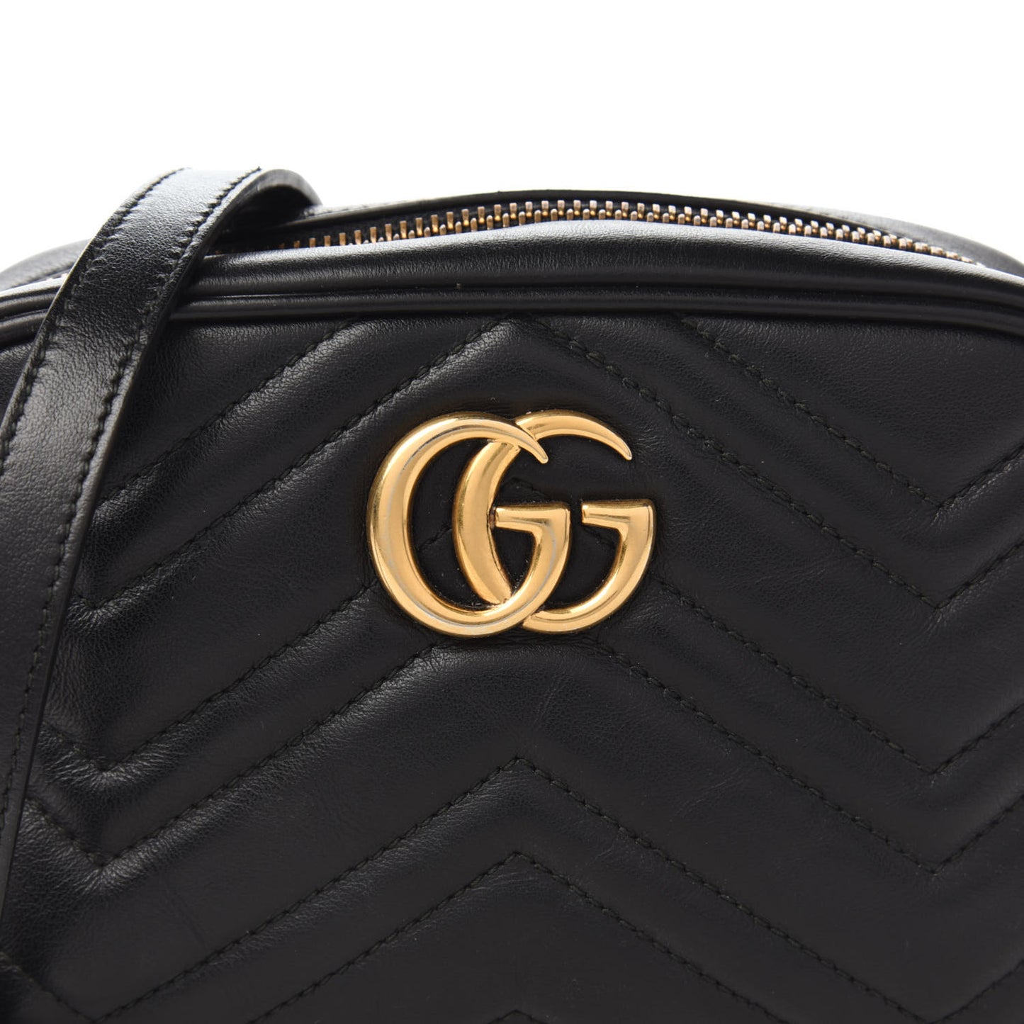 Calfskin Matelasse Mini GG Marmont Chain Shoulder Bag Black