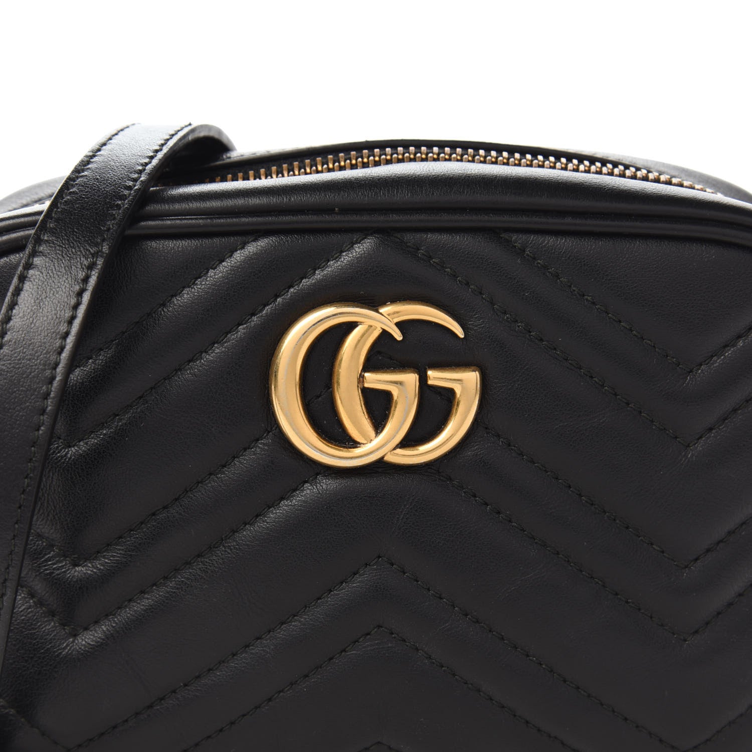 Gucci Calfskin Matelasse Mini GG Marmont Chain Shoulder Bag Black 10 of 10