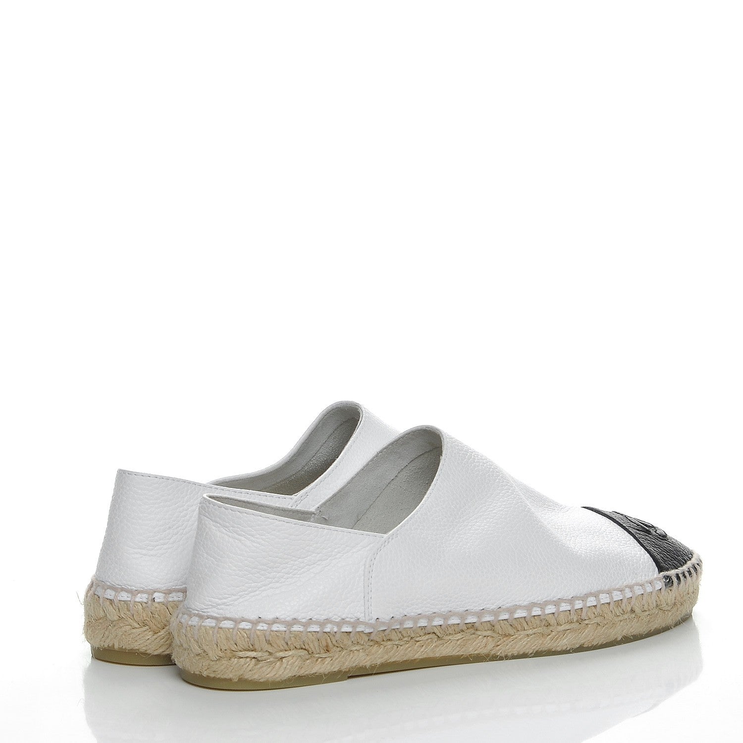 Chanel Grained Calfskin CC Espadrilles 39 White Black 4 of 10