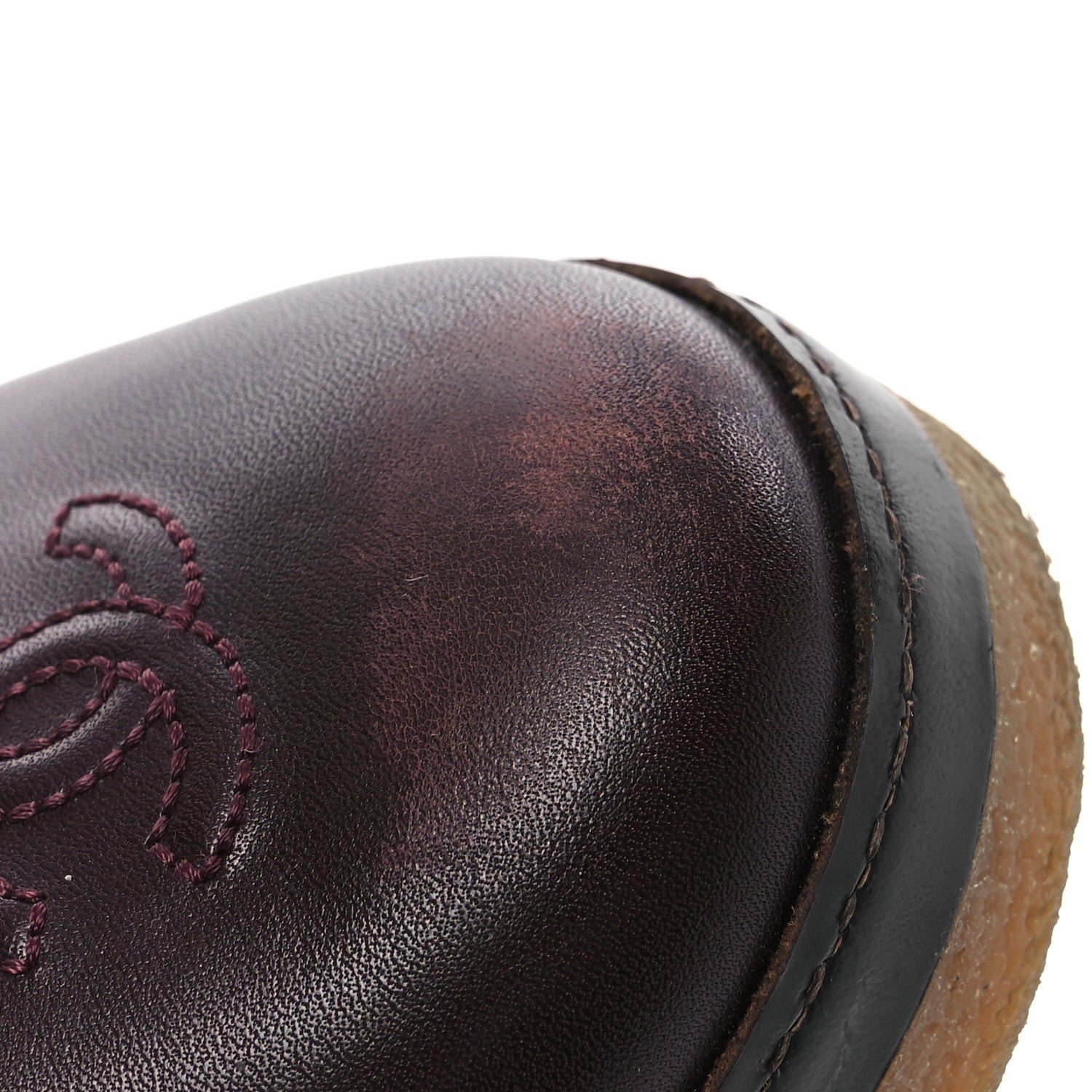 Chanel Tweed Calfskin Patent CC Lace Up Short Boots 39 Burgundy 11 of 16