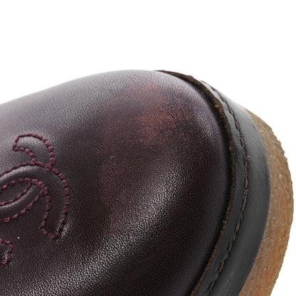 Chanel Tweed Calfskin Patent CC Lace Up Short Boots 39 Burgundy 11 of 16