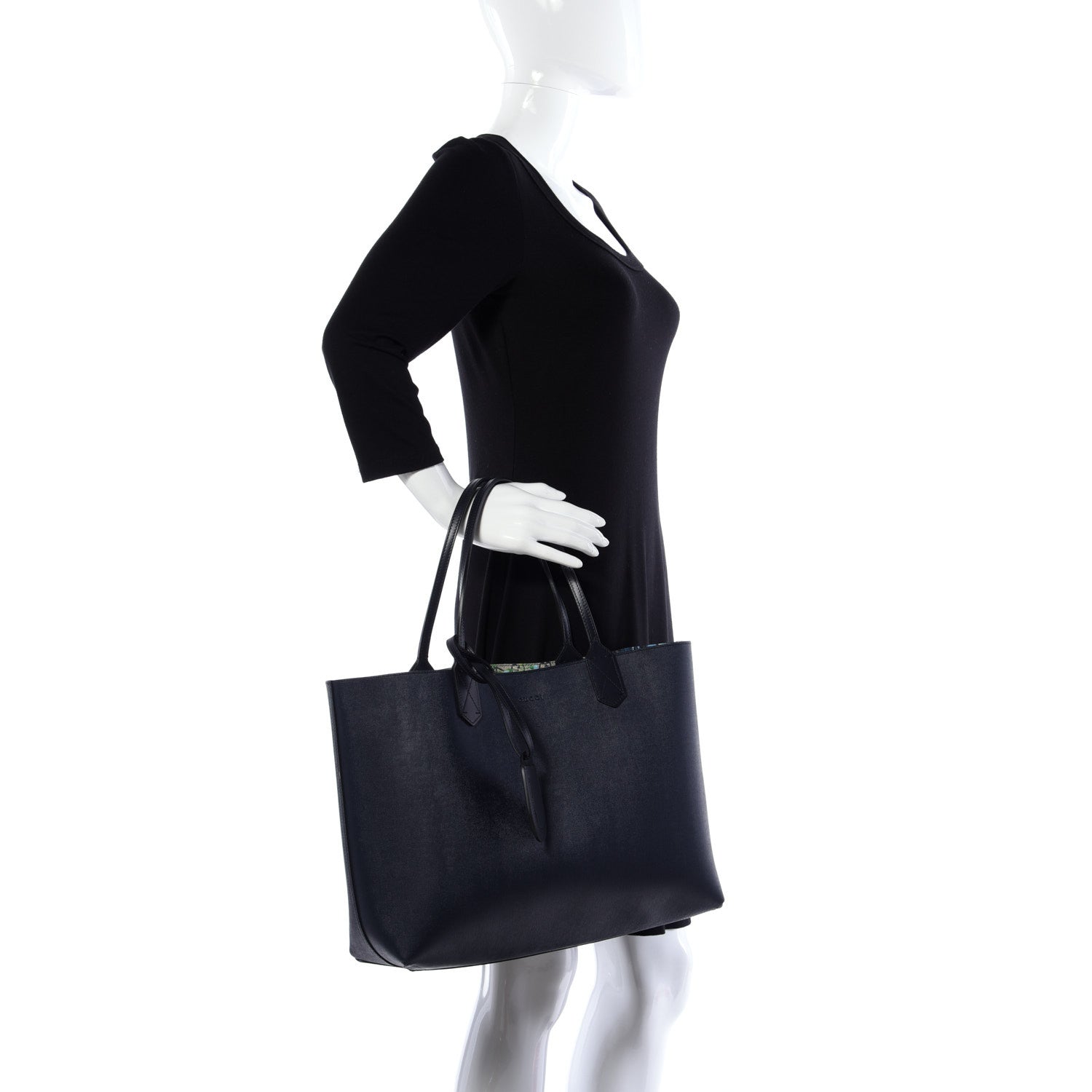 Gucci GG Supreme Monogram Blooms Medium Reversible Tote Beige Blue Navy 2 of 14