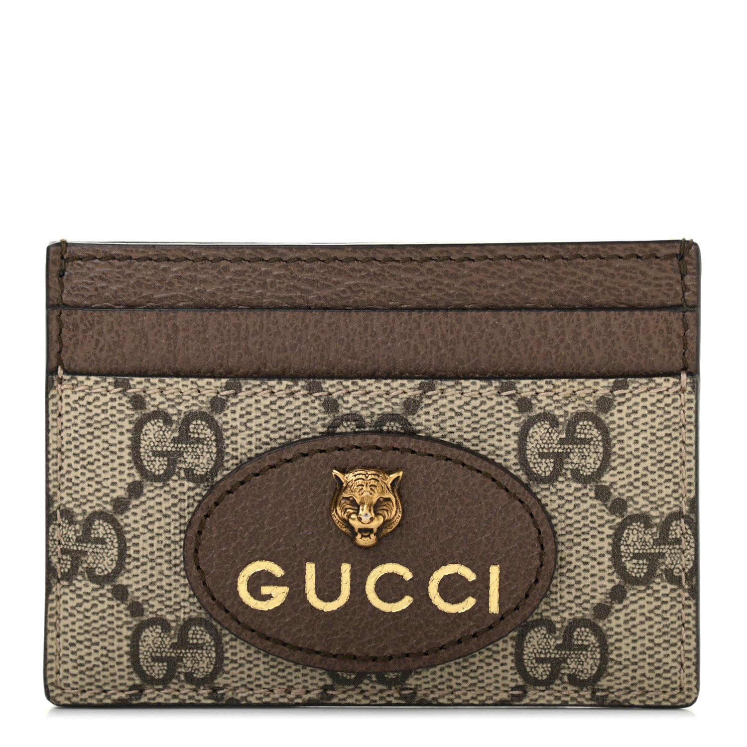 Gucci GG Supreme Monogram Neo Vintage Card Holder Beige Crop New Acero 1 of 6