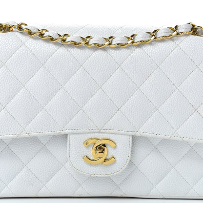 Chanel Caviar Quilted Medium Double Flap White 8 of 19