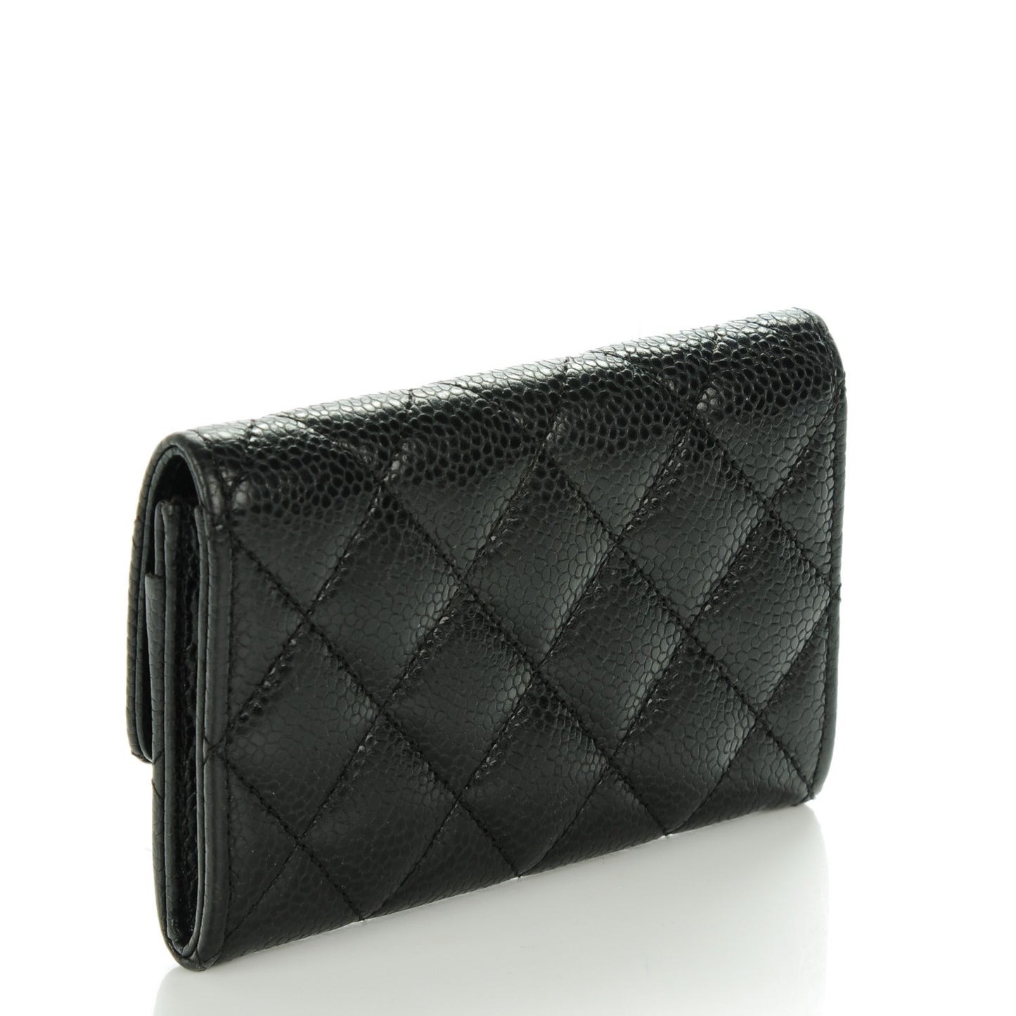 Caviar Quilted Flap Card Holder Black