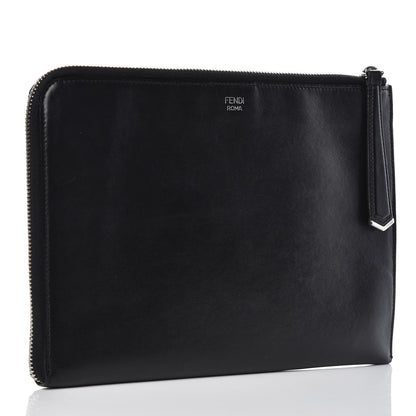 Fendi Vitello Century Hypnoteyes Zip Around Pouch Black 3 of 9