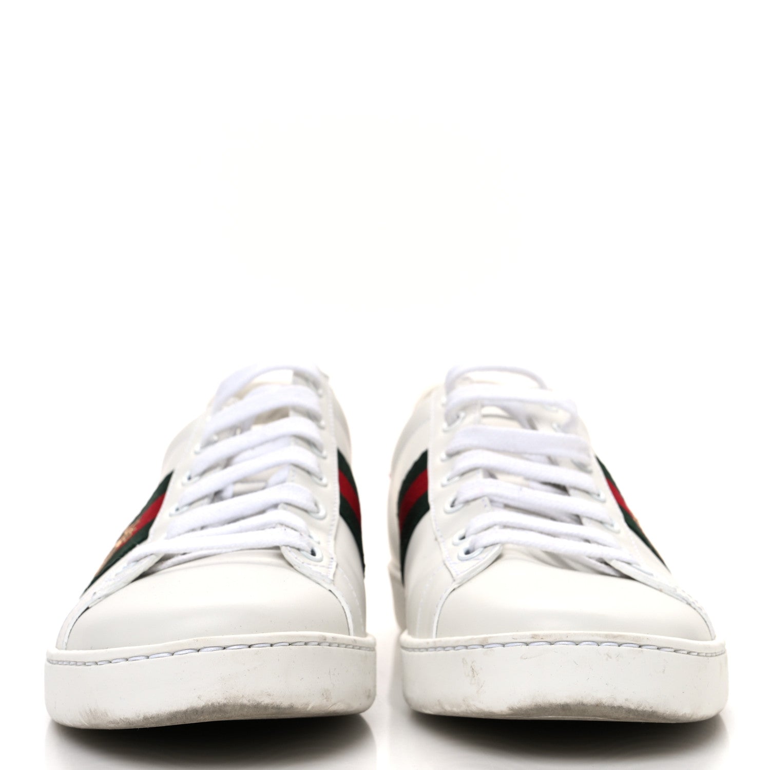 Gucci Calfskin Ayers Bee Embroidered Womens Ace Sneakers 39.5 White Green 3 of 11
