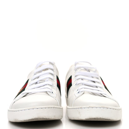 Gucci Calfskin Ayers Bee Embroidered Womens Ace Sneakers 39.5 White Green 3 of 11
