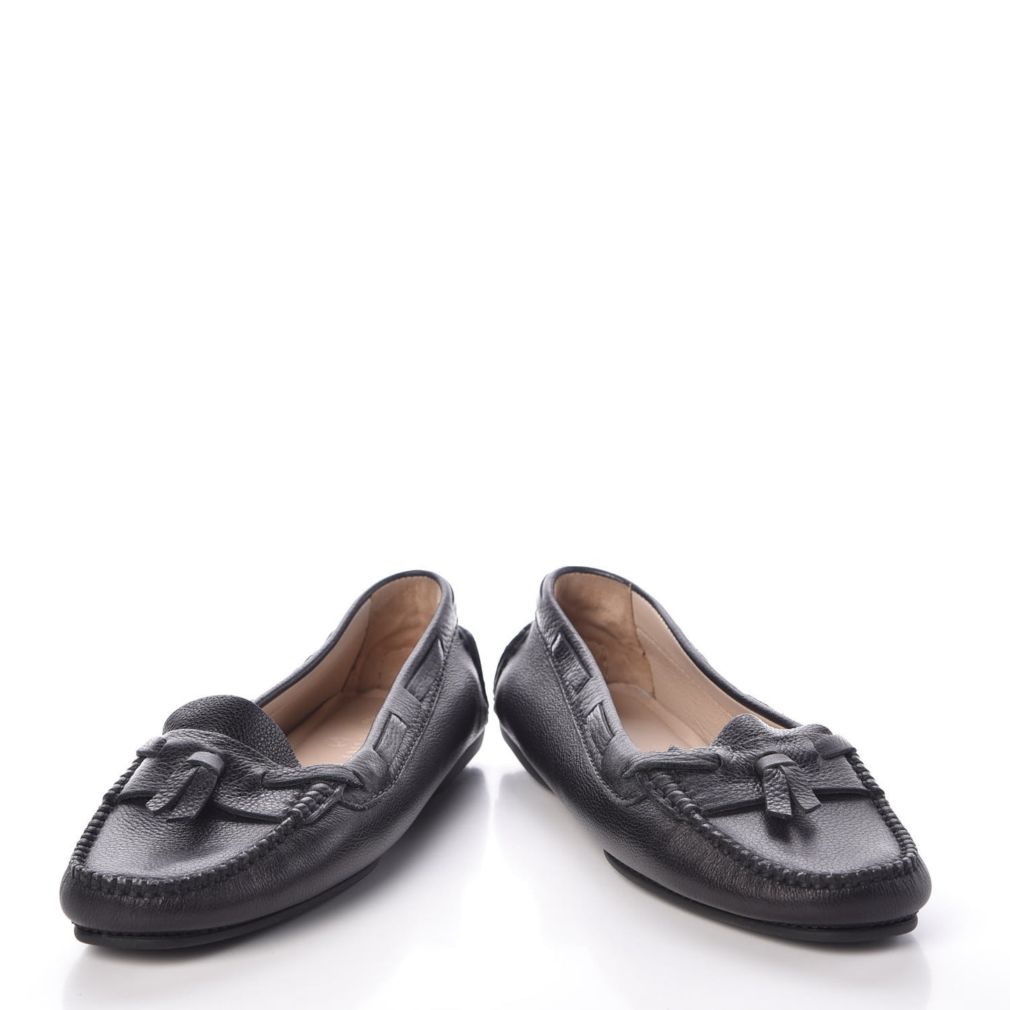 Calfskin Stitched CC Mocassin Loafers 39.5 Black