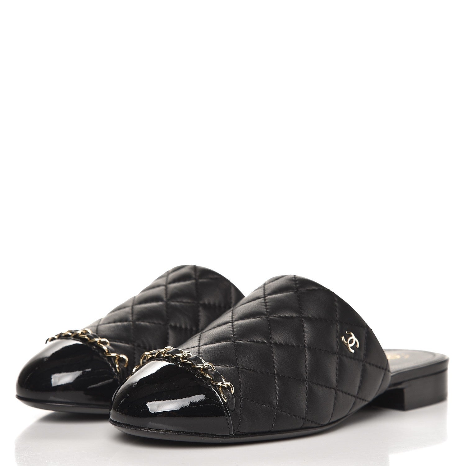 Chanel Lambskin Quilted Chain Mules 35 Black 2 of 9