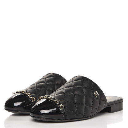 Chanel Lambskin Quilted Chain Mules 35 Black 2 of 9