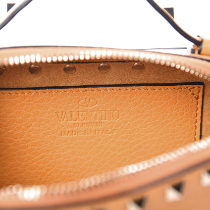 Valentino Garavani Pebbled Calfskin Rockstud Slip Handle Wristlet Zip Clutch Orange 7 of 9