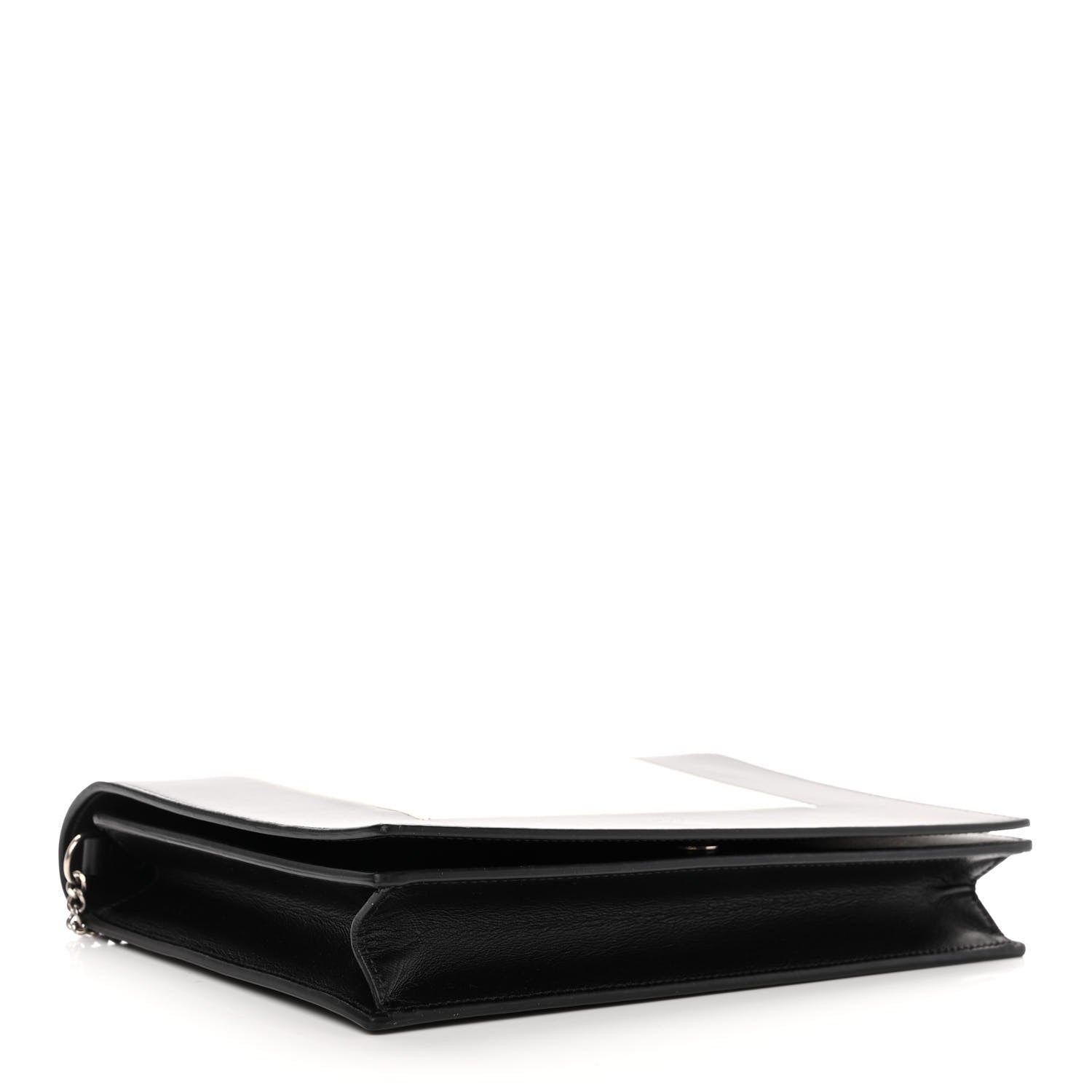 Celine Smooth Lambskin Frame Evening Chain Clutch Black White 4 of 11