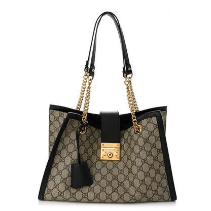Gucci GG Supreme Monogram Medium Padlock Tote Black 1 of 12