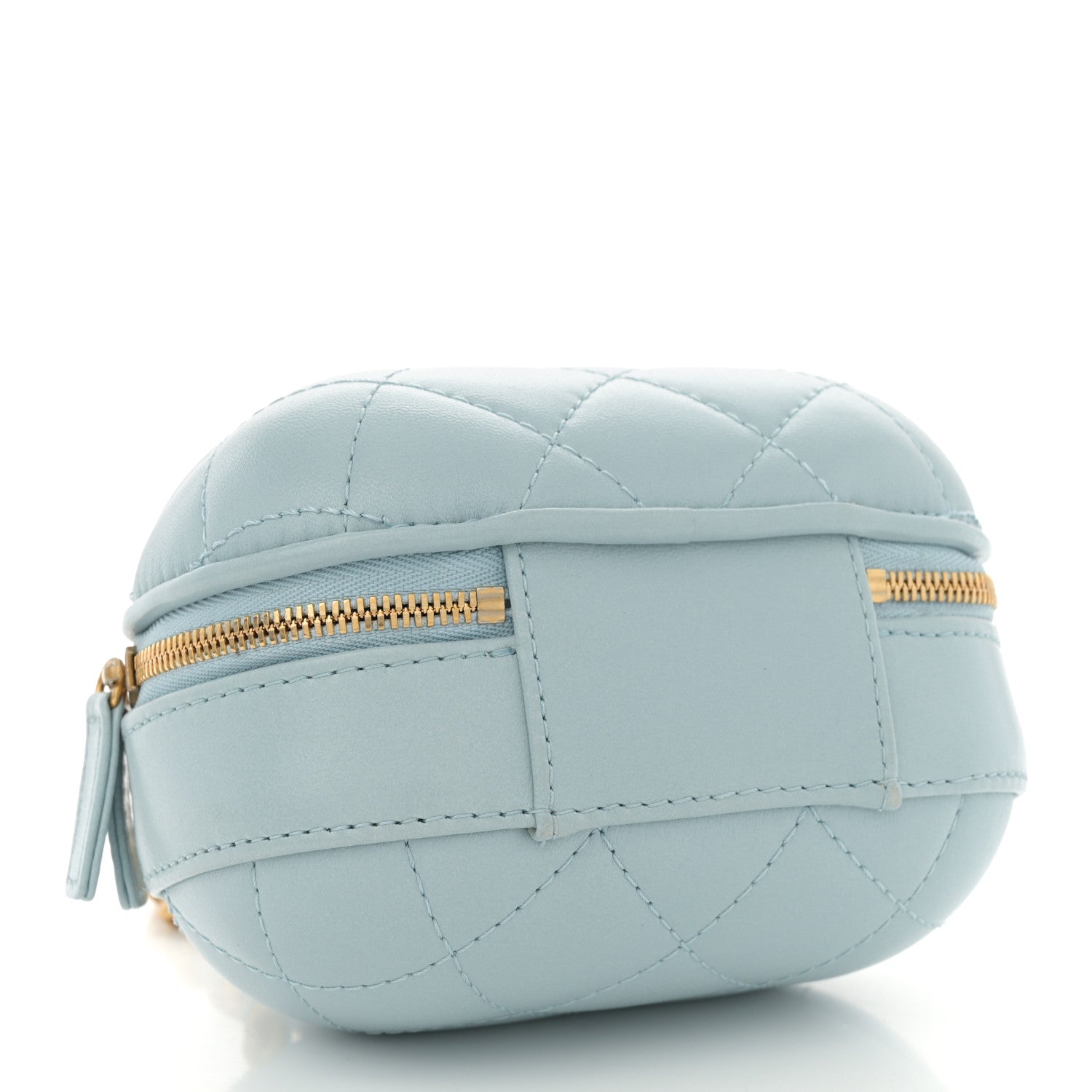 Chanel Lambskin Quilted CC Bubble Vanity Case With Chain Light Blue 4 of 11