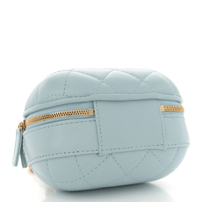 Chanel Lambskin Quilted CC Bubble Vanity Case With Chain Light Blue 4 of 11