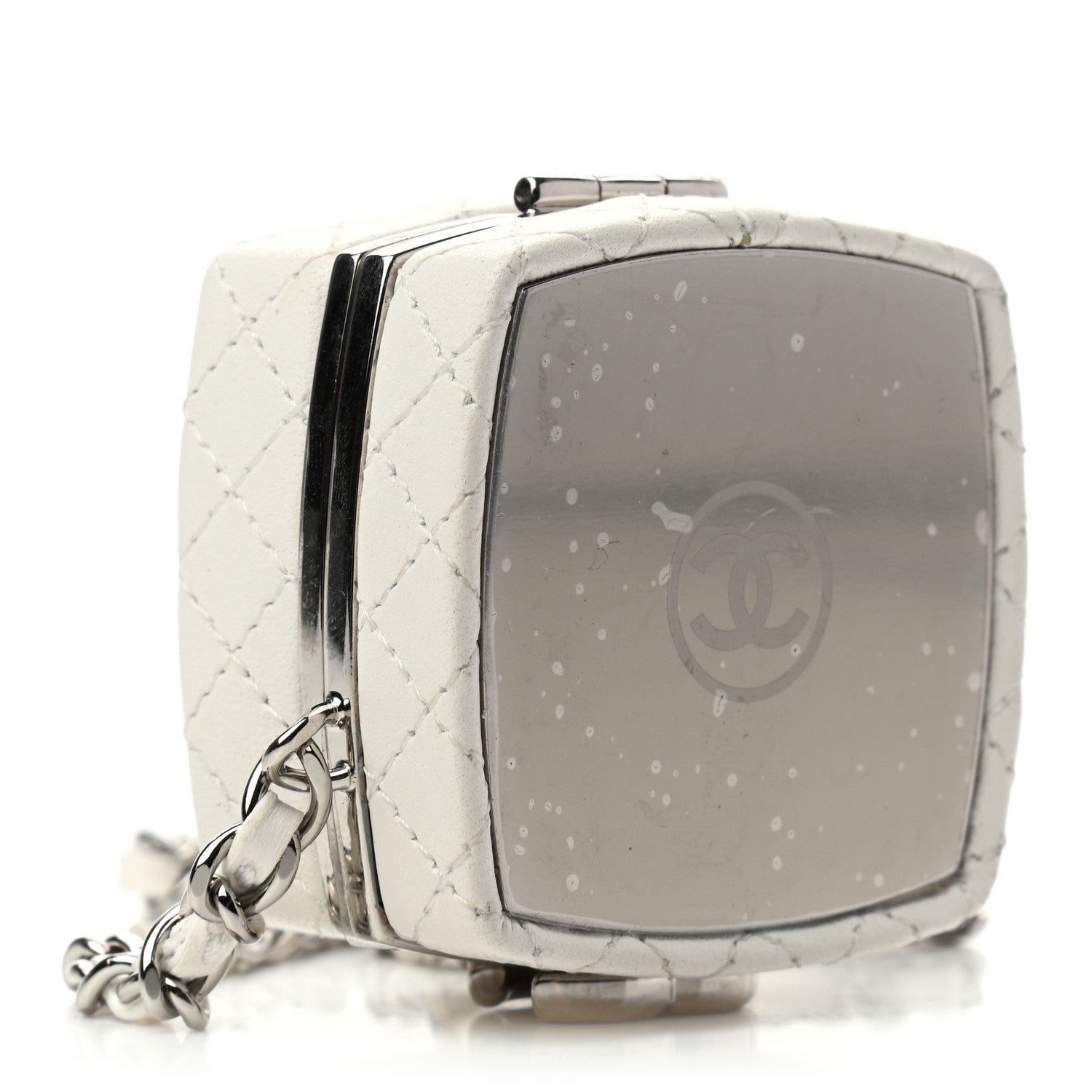 Chanel Patent Goatskin Quilted Clutch With Chain White 9 of 9