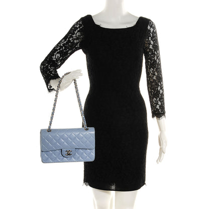 Chanel Lambskin Small Double Flap Light Blue 3 of 8