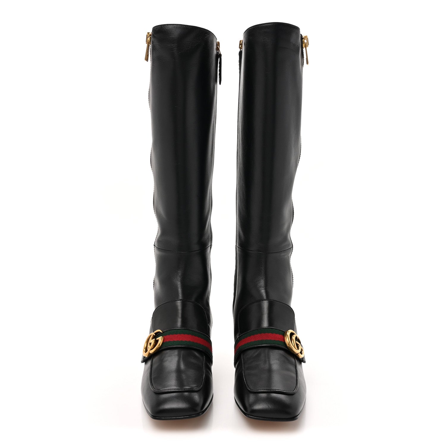 Gucci Malaga Kid Web GG Marmont Knee High Boots 39 Black 2 of 8