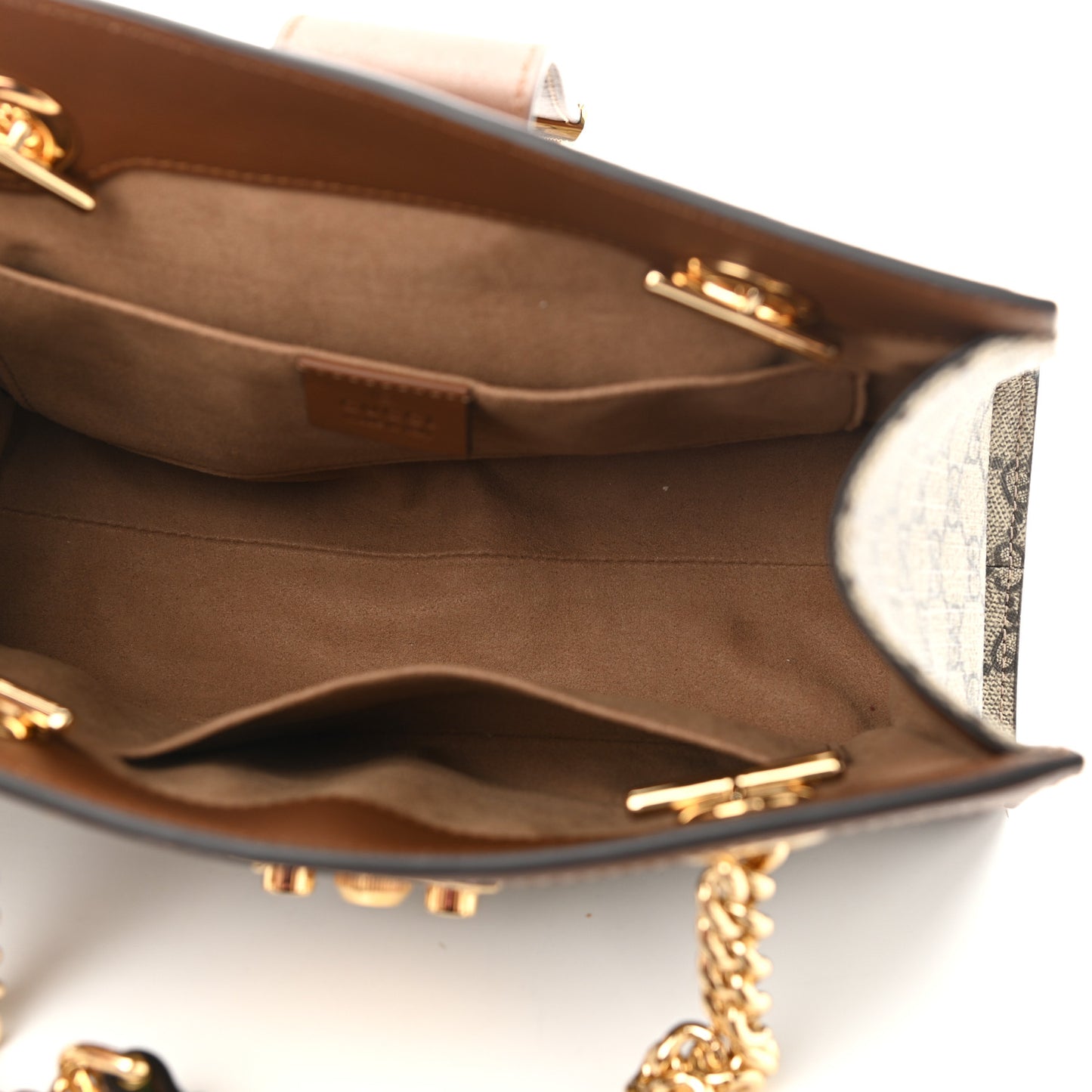 GG Supreme Monogram Calfskin Small Padlock Tote Beige Ebony Tuscany