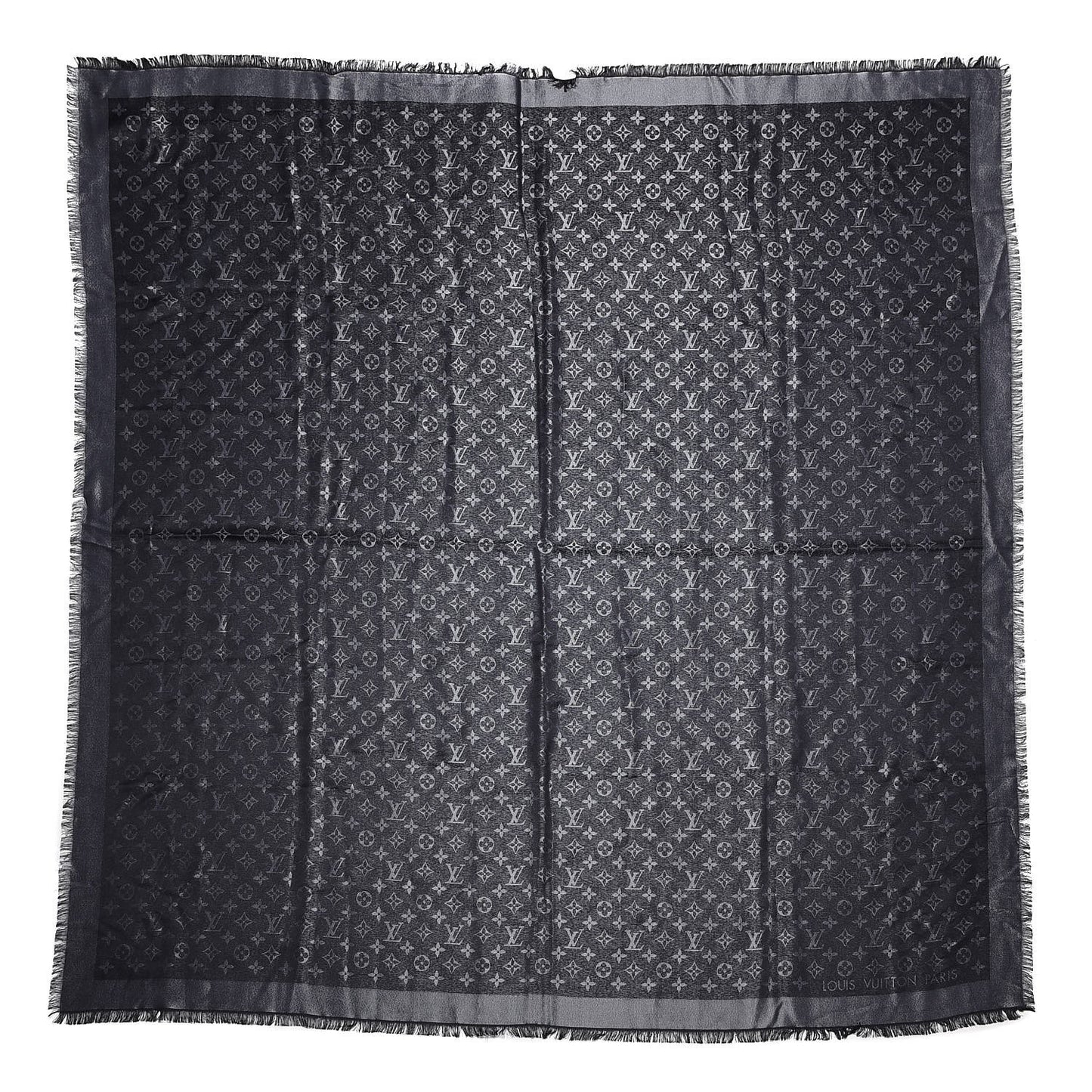 Silk Lurex Wool Monogram Shine Shawl Black