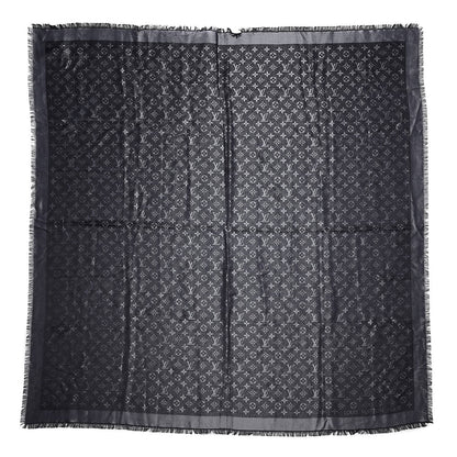 Louis Vuitton Silk Lurex Wool Monogram Shine Shawl Black 1 of 4